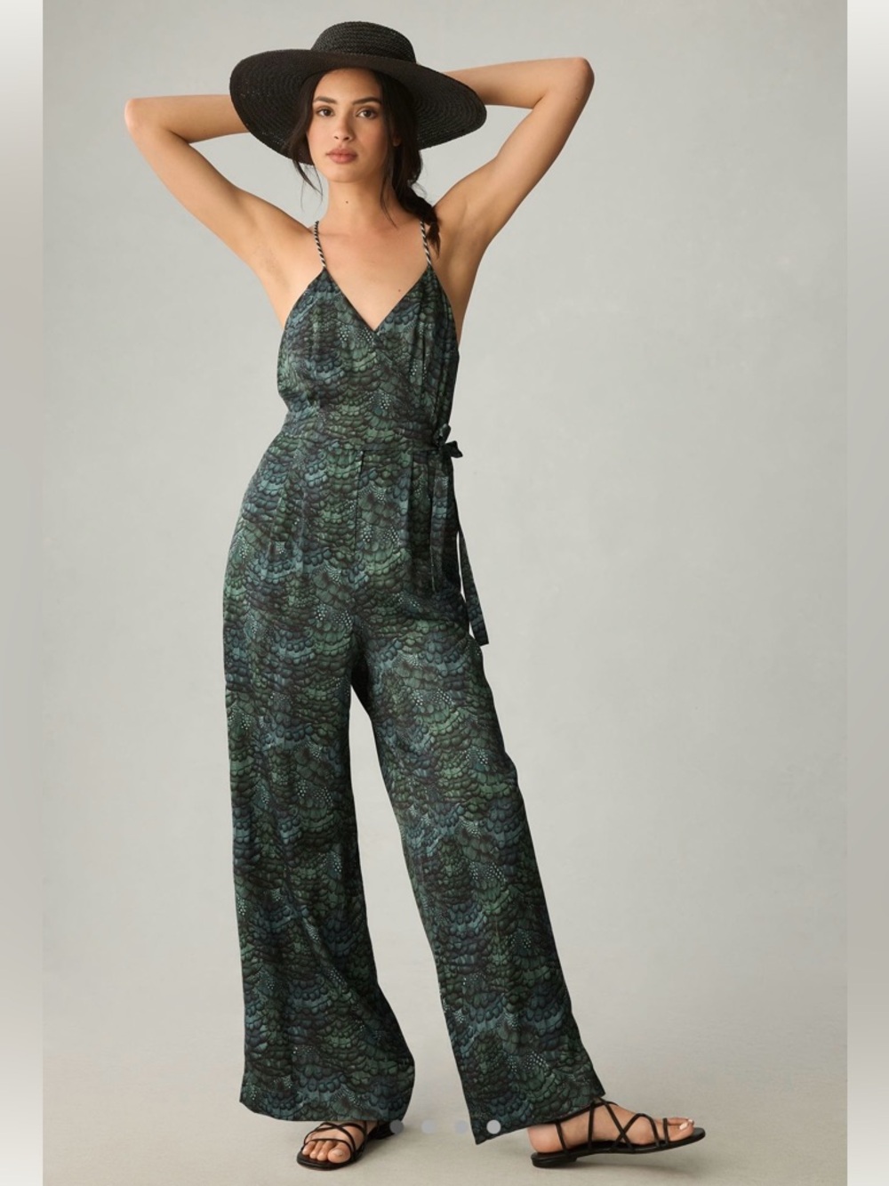 Scotch & Soda Green Patterned Wide-Leg Jumpsuit Size 6